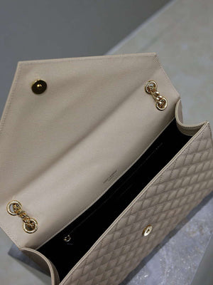 YSL 600166 Envelope Large In Quilted Grain De Poudre Embossed Aprioct Leather - Default Title - View 9
