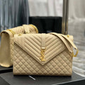 YSL 600166 Envelope Large In Quilted Grain De Poudre Embossed Leather Apricot - Default Title - View 1