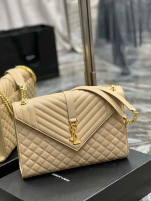 YSL 600166 Envelope Large In Quilted Grain De Poudre Embossed Leather Apricot - Default Title - View 2