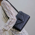 YSL 600185 Envelope Meduim In Quilted Grain De Poudre Embossed Leather Black with Black Hardware - Default Title - View 1