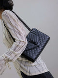 YSL 600185 Envelope Meduim In Quilted Grain De Poudre Embossed Leather Black with Black Hardware