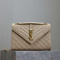 YSL 600185 Envelope Meduim In Quilted Grain De Poudre Embossed Leather Apricot - Default Title - View 1