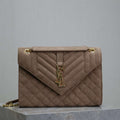YSL 600185 Envelope Meduim In Light Pink Suede Leather - Default Title - View 1