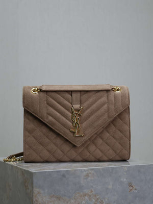 YSL 600185 Envelope Meduim In Light Pink Suede Leather - Default Title - View 1