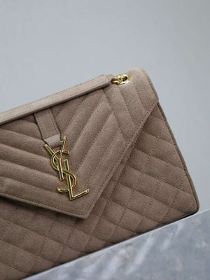YSL 600185 Envelope Meduim In Light Pink Suede Leather - Default Title - View 4
