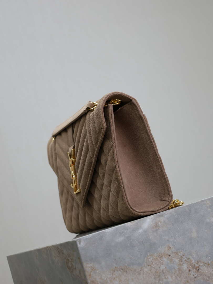 YSL 600185 Envelope Meduim In Light Pink Suede Leather