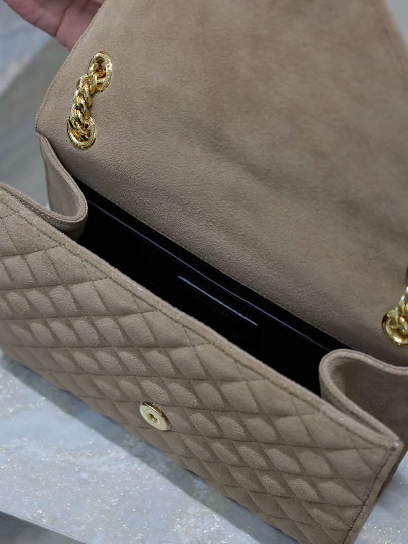 YSL 600185 Envelope Meduim In Light Pink Suede Leather