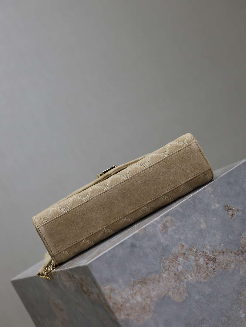 YSL 600185 Envelope Meduim In Apricot Suede Leather