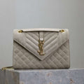YSL 600185 Envelope Meduim In Light Gray Suede Leather - Default Title - View 1