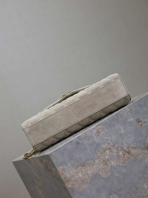 YSL 600185 Envelope Meduim In Light Gray Suede Leather - Default Title - View 7