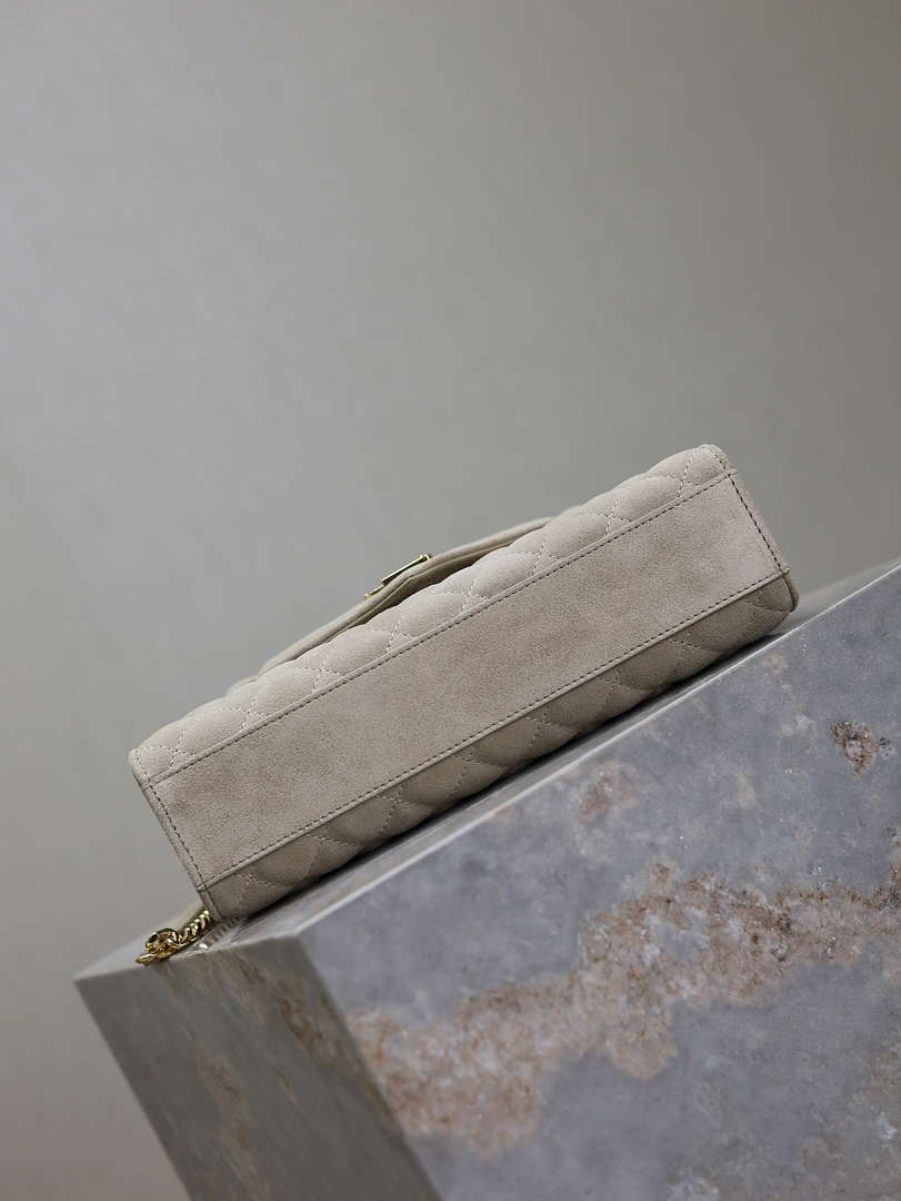 YSL 600185 Envelope Meduim In Light Gray Suede Leather