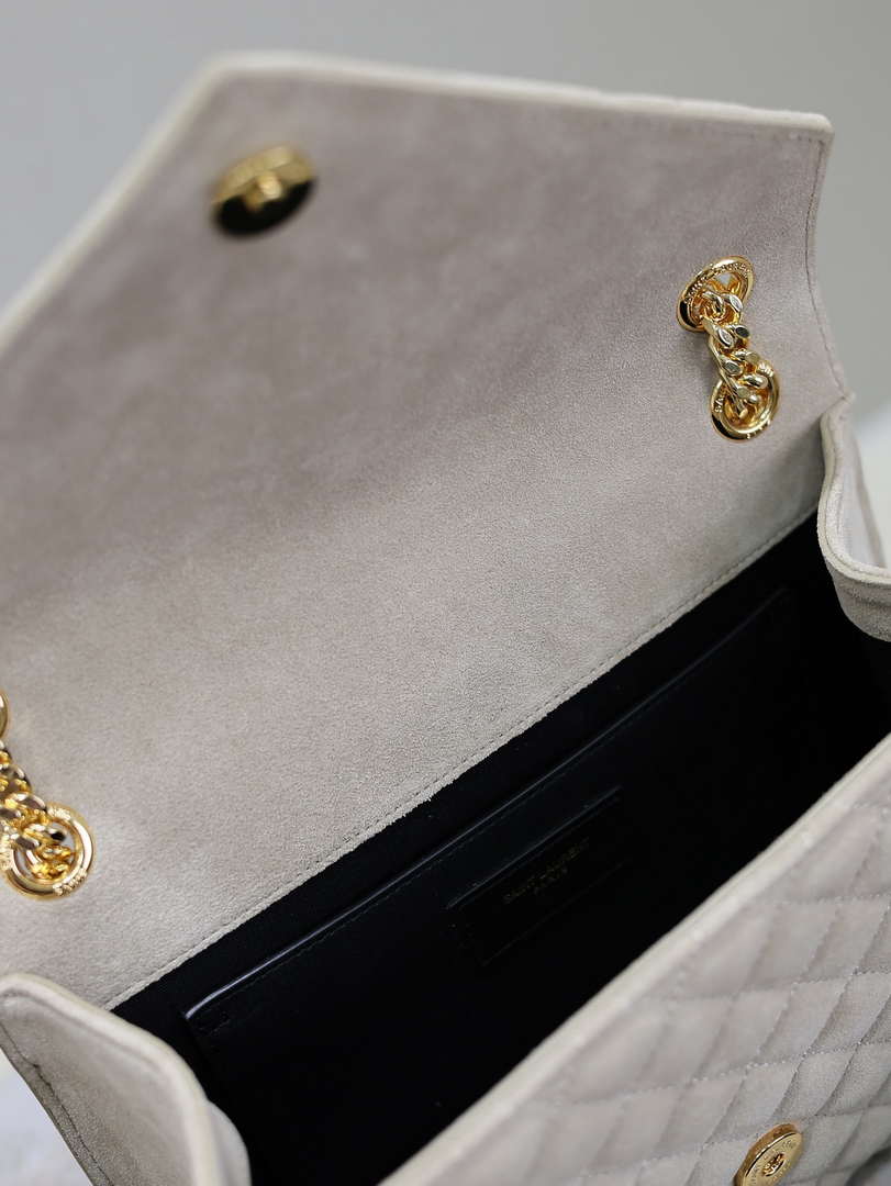 YSL 600185 Envelope Meduim In Light Gray Suede Leather