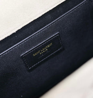 YSL 600185 Envelope Meduim In Light Gray Suede Leather - Default Title - View 9