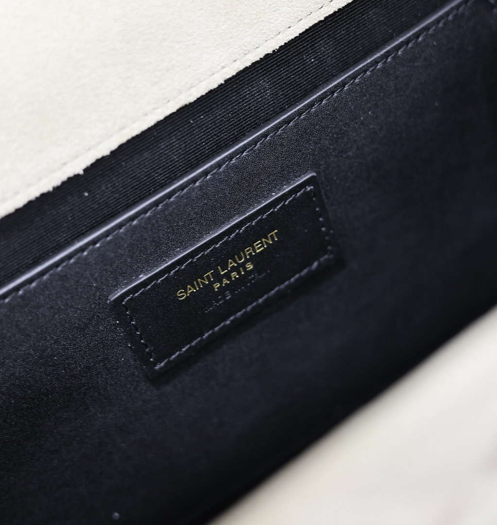 YSL 600185 Envelope Meduim In Light Gray Suede Leather