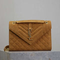 YSL 600185 Envelope Meduim In Caramel Suede Leather - Default Title - View 1