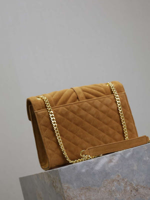 YSL 600185 Envelope Meduim In Caramel Suede Leather - Default Title - View 6