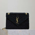 YSL 600185 Envelope Meduim In Black Suede Leather - Default Title - View 1