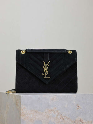 YSL 600185 Envelope Meduim In Black Suede Leather - Default Title - View 1