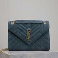 YSL 600185 Envelope Meduim In Light Blue Suede Leather - Default Title - View 1