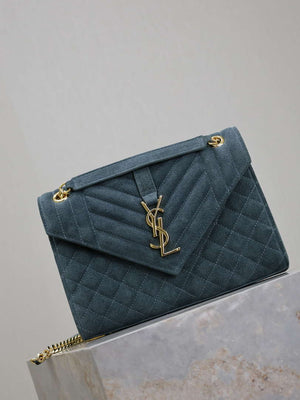 YSL 600185 Envelope Meduim In Light Blue Suede Leather - Default Title - View 2
