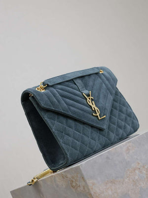 YSL 600185 Envelope Meduim In Light Blue Suede Leather - Default Title - View 3