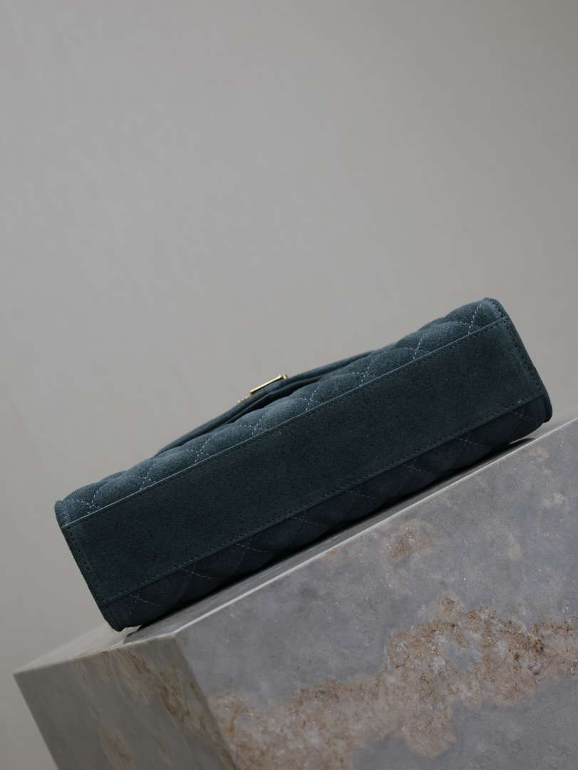 YSL 600185 Envelope Meduim In Light Blue Suede Leather