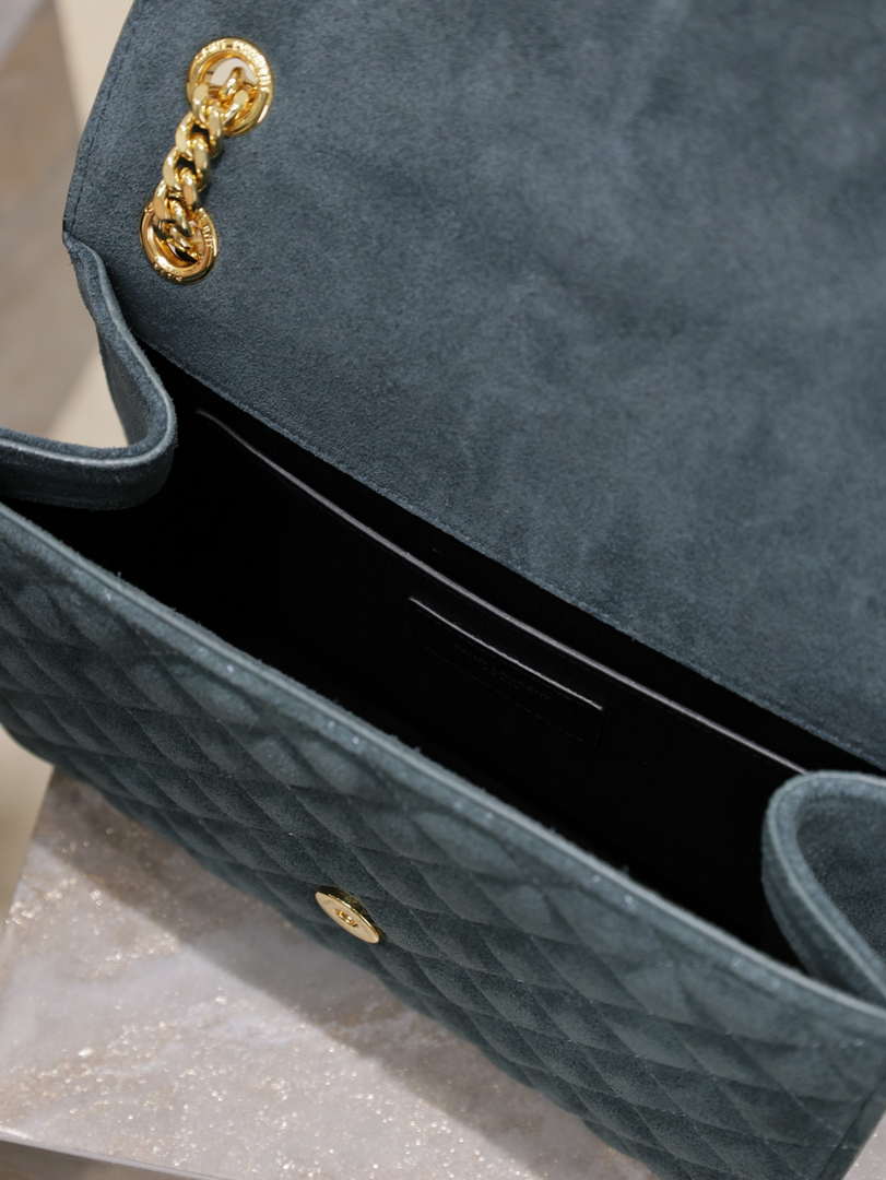 YSL 600185 Envelope Meduim In Light Blue Suede Leather
