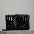 YSL 600195 Envelope Small In Quilted Black Patent leather with black buckle - Default Title - View 1