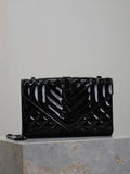YSL 600195 Envelope Small In Quilted Black Patent leather with black buckle