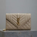 YSL 600195 Envelope Small In Quilted Grain De Poudre Embossed Leather Apricot - Default Title - View 1
