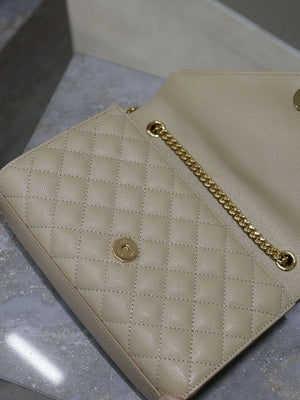 YSL 600195 Envelope Small In Quilted Grain De Poudre Embossed Leather Apricot - Default Title - View 8