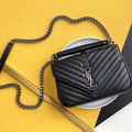 YSL 600279 College Medium In Matelass¨¦ Leather Black with Silver - Default Title - View 1
