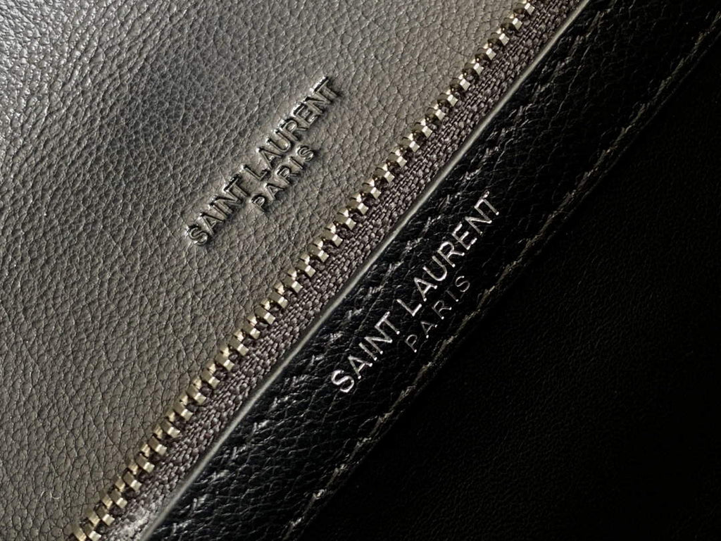 YSL 600279 College Medium In Matelass¨¦ Leather Black with Silver