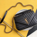 YSL 600279 College Medium In Matelass¨¦ Leather Black with Gold - Default Title - View 1