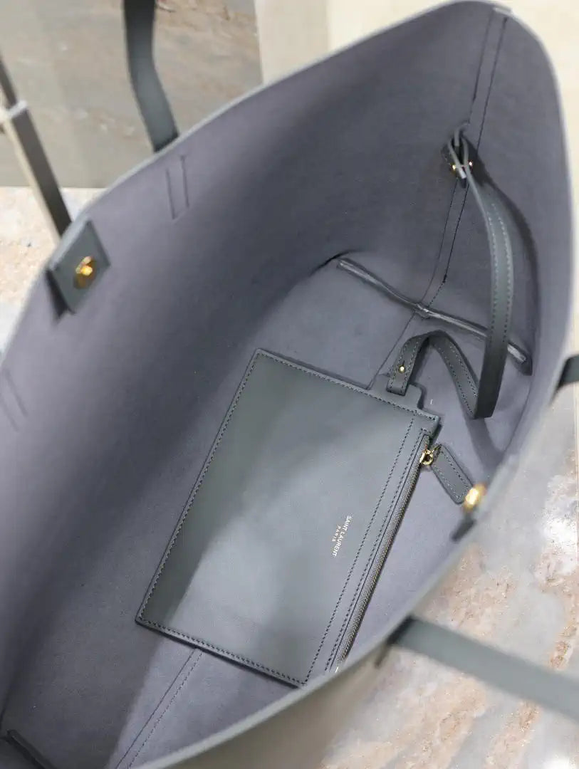 YSL 600281 Shopping Saint Laurent in leather Gray