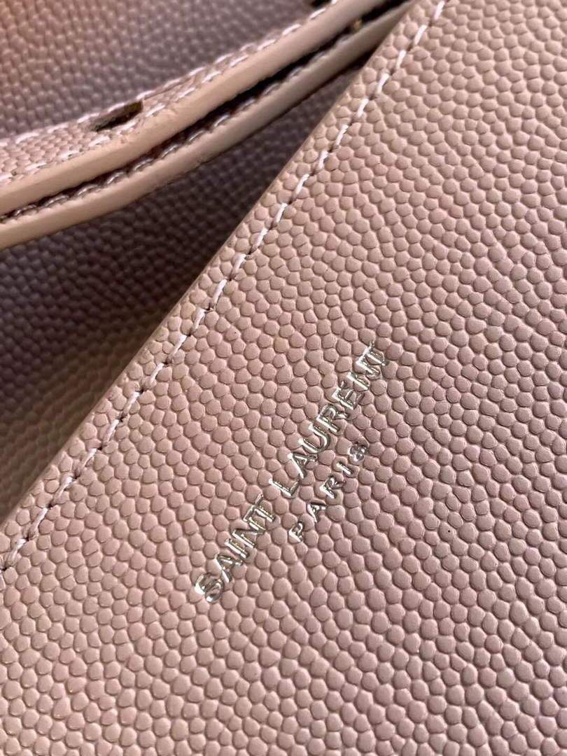 YSL 602716 Cassandra Mini Top Handle Bag In Grain De Poudre Embossed Leather Pink
