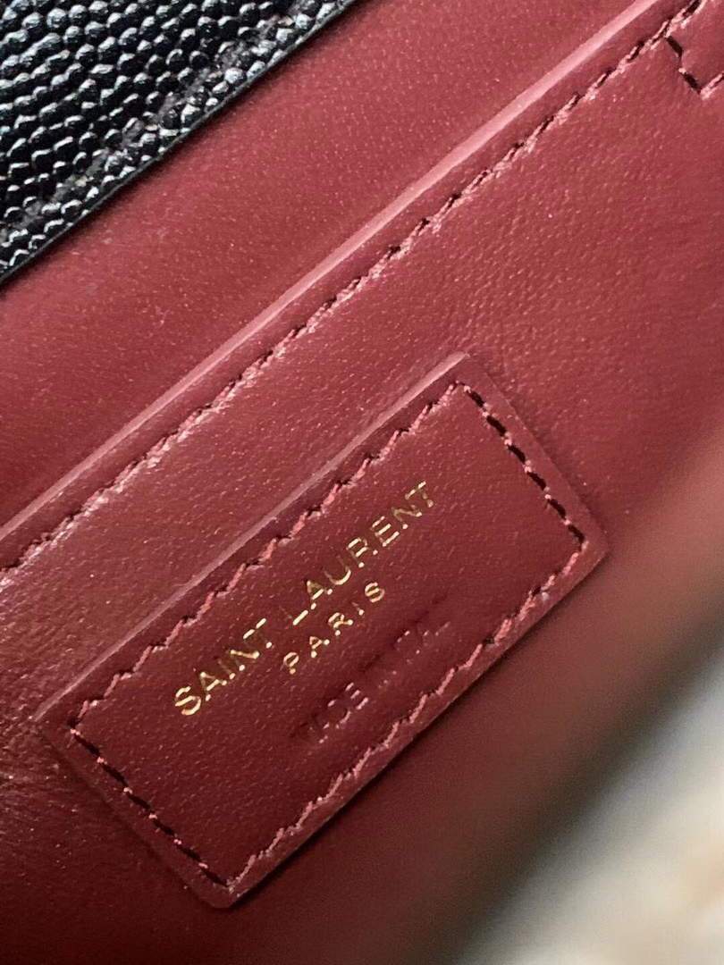 YSL 602716 Cassandra Mini Top Handle Bag In Grain De Poudre Embossed Leather Black
