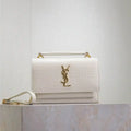 YSL 533026 Sunset chain wallet in Crocodile LEATHER White