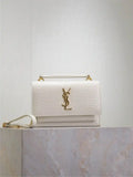 YSL 533026 Sunset chain wallet in Crocodile LEATHER White