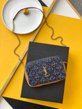 YSL 608941 Yves Saint Laurent Becky Double-Zip Pouch In Quilted Brown