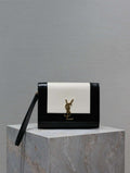 YSL 617662 Cassandre Matelass¨¦ Flap pouch in black and White leather