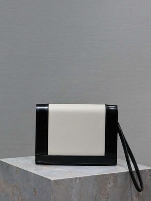 YSL 617662 Cassandre Matelass¨¦ Flap pouch in black and White leather - Default Title - View 5