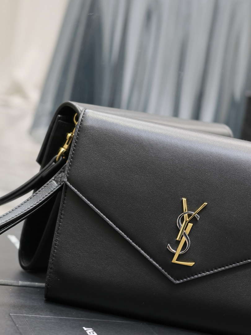 YSL 617662 Cassandre Matelass¨¦ Flap pouch in Black leather