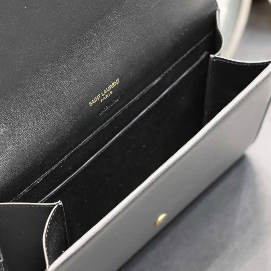 YSL 617662 Cassandre Matelass¨¦ Flap pouch in Black leather