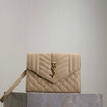 YSL 617662 Cassandre Matelass¨¦ Flap pouch in grain de Poudre leather Apricot - Default Title - View 1