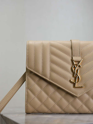 YSL 617662 Cassandre Matelass¨¦ Flap pouch in grain de Poudre leather Apricot - Default Title - View 4