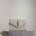 YSL 617662 Cassandre Matelass¨¦ Flap pouch in grain de Poudre leather White - Default Title - View 1