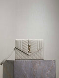 YSL 617662 Cassandre Matelass¨¦ Flap pouch in grain de Poudre leather White