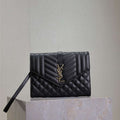 YSL 617662 Cassandre Matelass¨¦ Flap pouch in grain de Poudre leather Black - Default Title - View 1