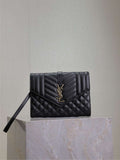 YSL 617662 Cassandre Matelass¨¦ Flap pouch in grain de Poudre leather Black